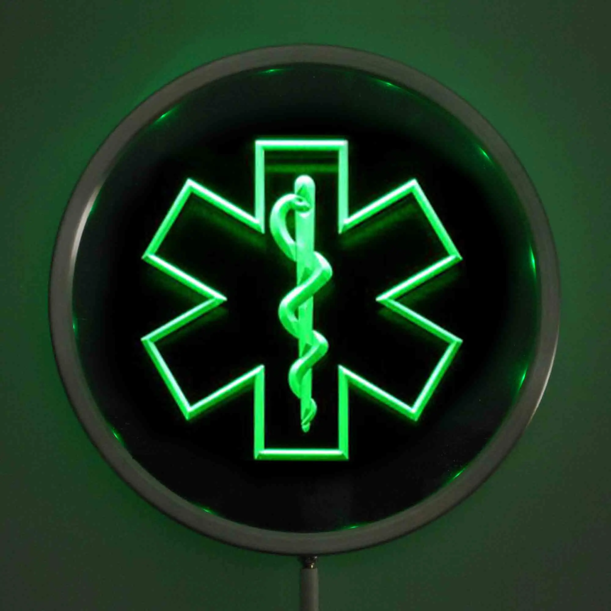 rs-0714 EMS Paramedic Medical Services LED Neon Round Signs 25cm/ 10 Inch - Bar Sign with RGB Multi-Color Remote Wireless