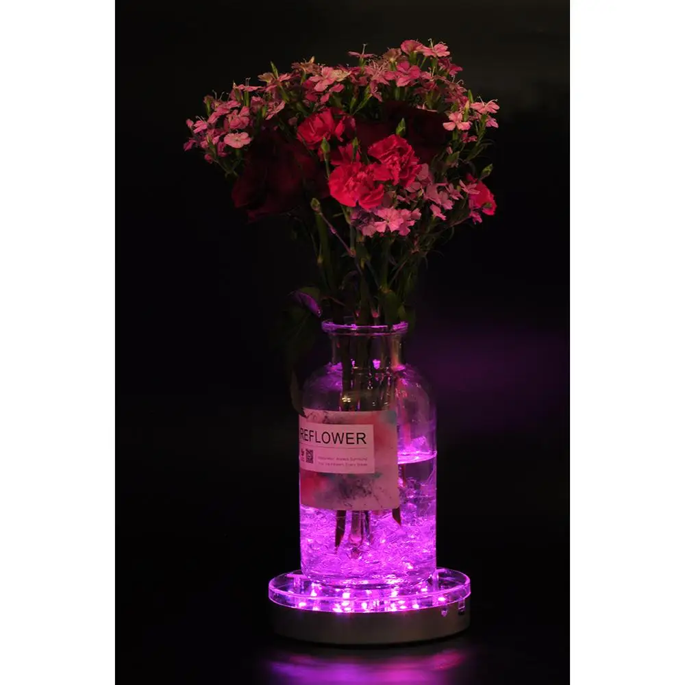 Rechargeable Battery Operated RGB 16 Colors 6 Inch Vase Base E Luminator LED Light Wedding Event Decor Vase Centerpiee Party