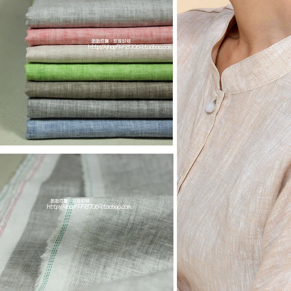 Handmade clothing fabric natural grocery elegant pure linen fabric cloth 7 color 140cm