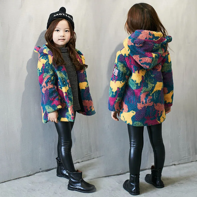 

2020 new winter Girls Kids boys cottoncamouflage hair coat comfortable cute baby Clothes Children Clothing