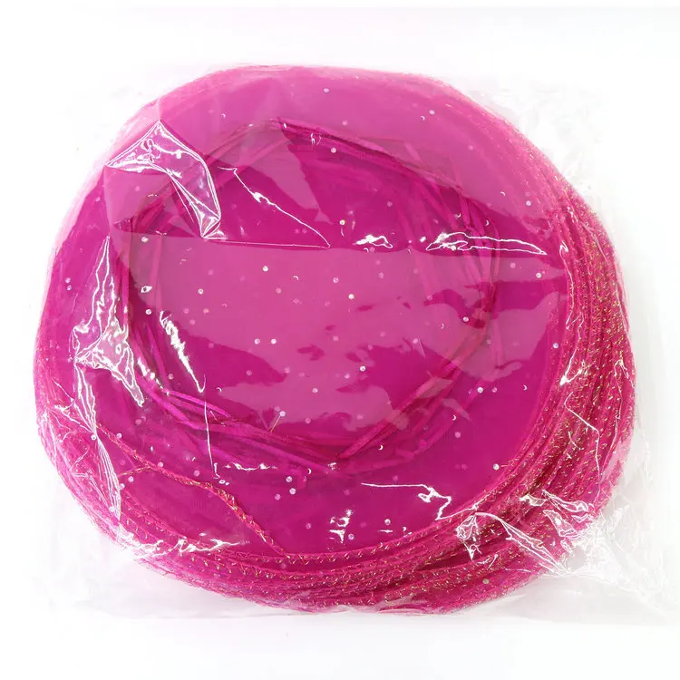 

300pcs diameter 35cm rose red Round Sachet Organza Bag Drawstring jewelry packaging bags for Wedding/gift/food/candy/Christmas