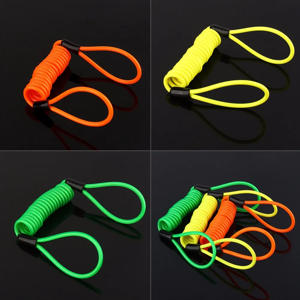 Alarm Disc Lock Security Reminder Cable Motorcycle Scooter Bike Motorbike Anti Thief Safety Tool Orange Fluorescent Green 120cm