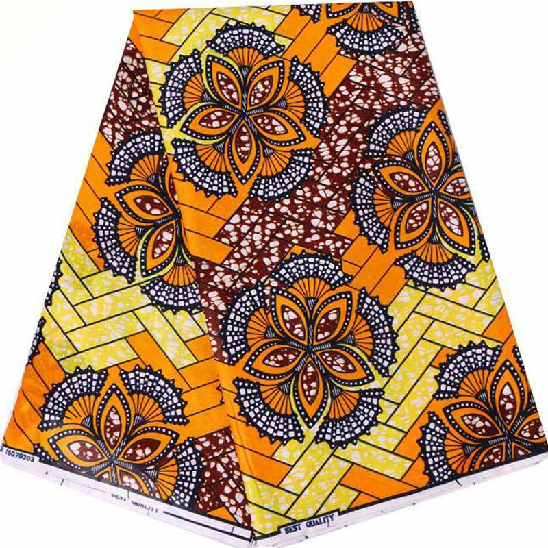 Gold Orange beautiful splendid real wax ,african clothing 100% cotton wax fabric for party african design african print bride