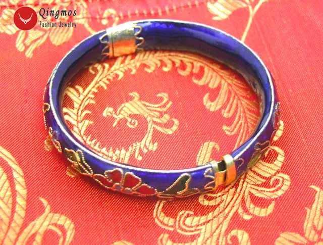 

Qingmos Trendy Cloisonne Bracelet for Women with Handwork China Feature Blue Cloisonne Bracelet Jewelry Bra122 Free Shipping