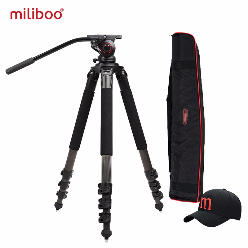 miliboo MTT702B Portable Carbon Fiber Tripod for Professional Camcorder/Video Camera/DSLR  Stand,with Hydraulic Ball Head