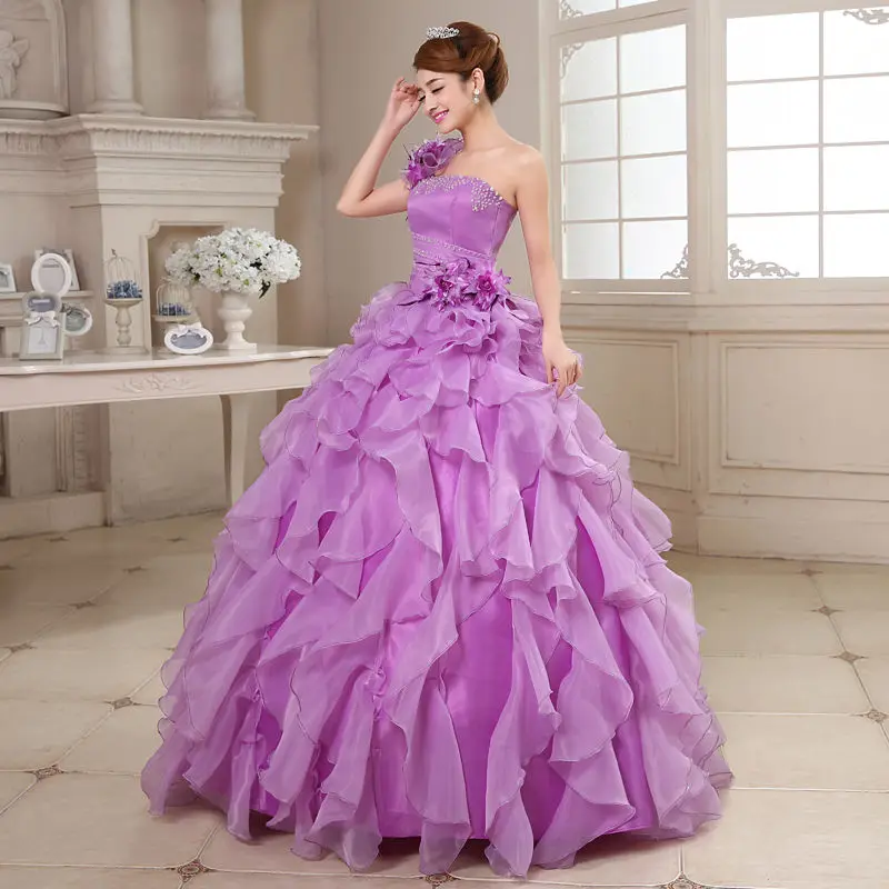 Quinceanera Dresses 2024 Sweet Flowers One-shoulder Crystal Luxury Ball Gown Lace Party Prom Formal Gown Plus Szie Customized