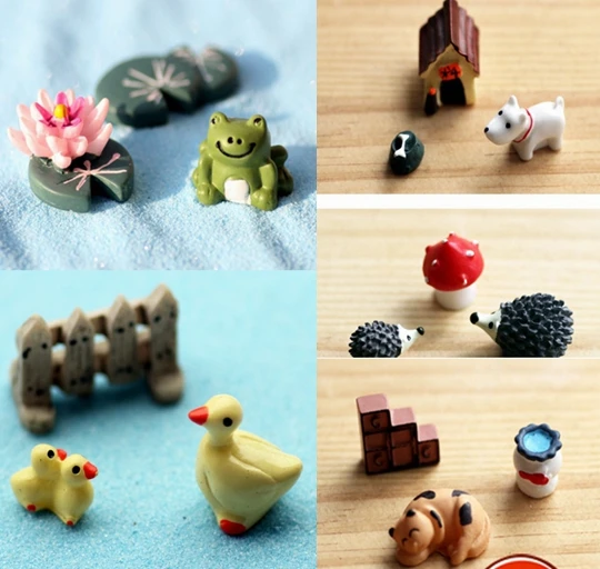 Mini cats puppy dogs turtle animal ornament craft Micro fairy garden landscape decor moss terrarium DIY Figures Toys accessories