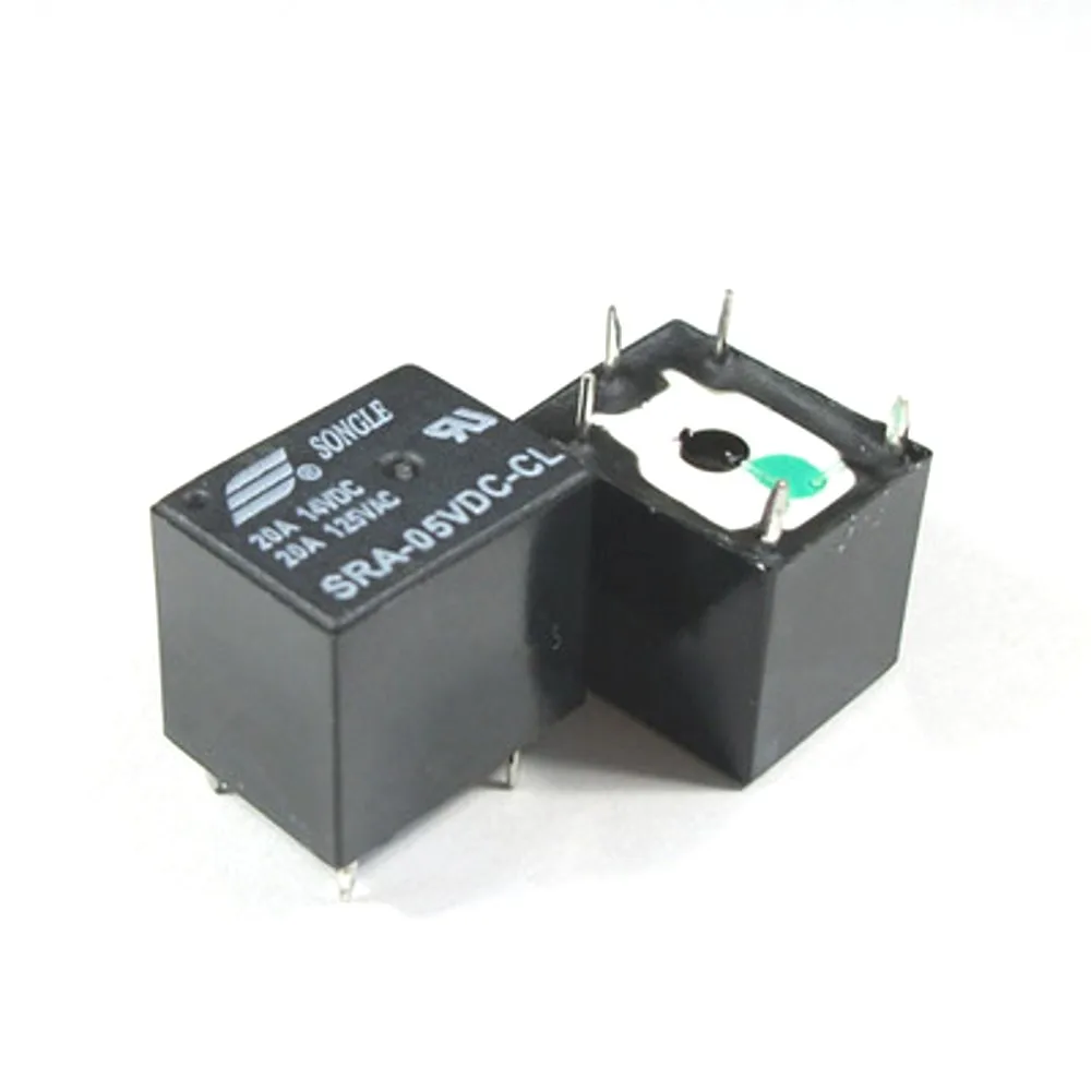 50Pcs 5V 12V 24V 20A DC Power Relay SRA-05VDC-CL SRA-12VDC-CL SRA-24VDC-CL 5Pin PCB Type Black Automobile relay In stock