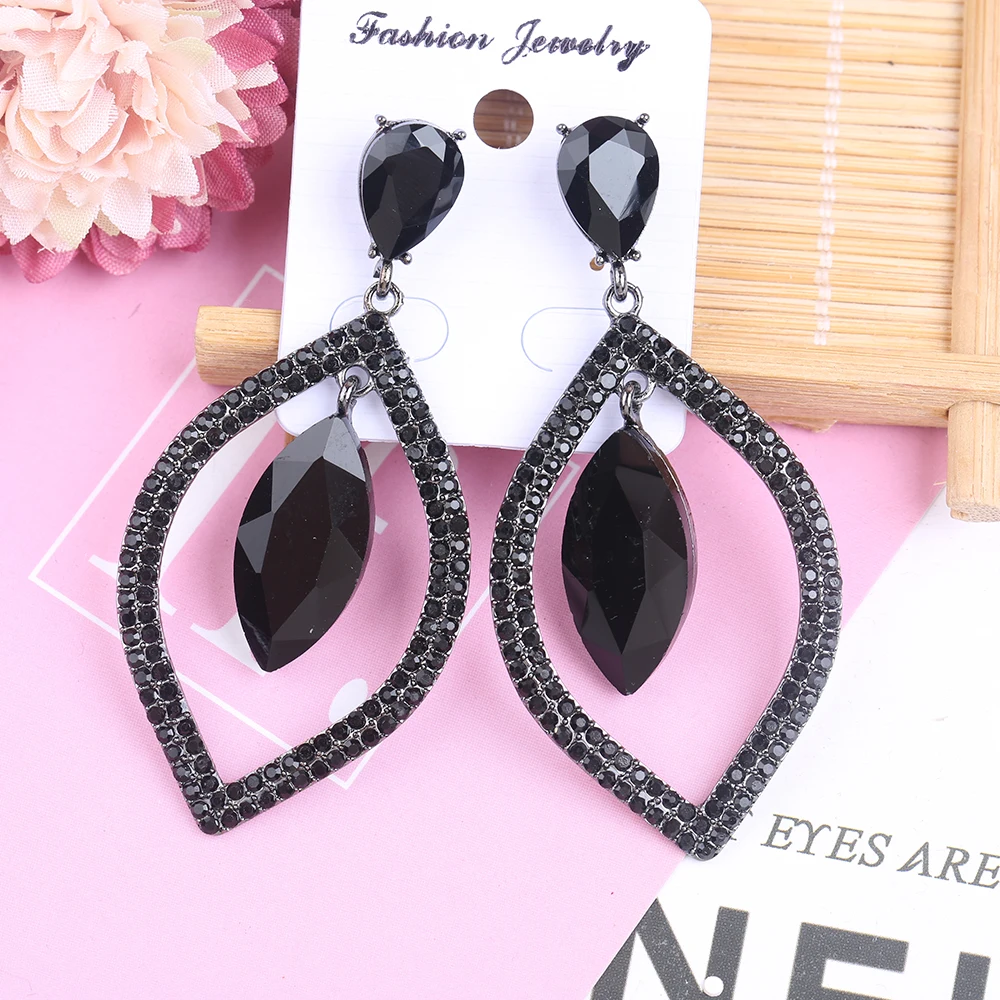 VEYO Hollow out Crystal Drop Earrings Round Rhinestone Trendy Dangle Earrings for Women Fashion Jewelry Dress Matching