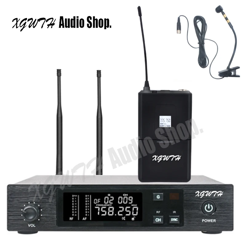 Digital UHF Wireless Microphone System Professional Saxophone Mic Gooseneck Condenser Cordless Bodypack Musical Instrument