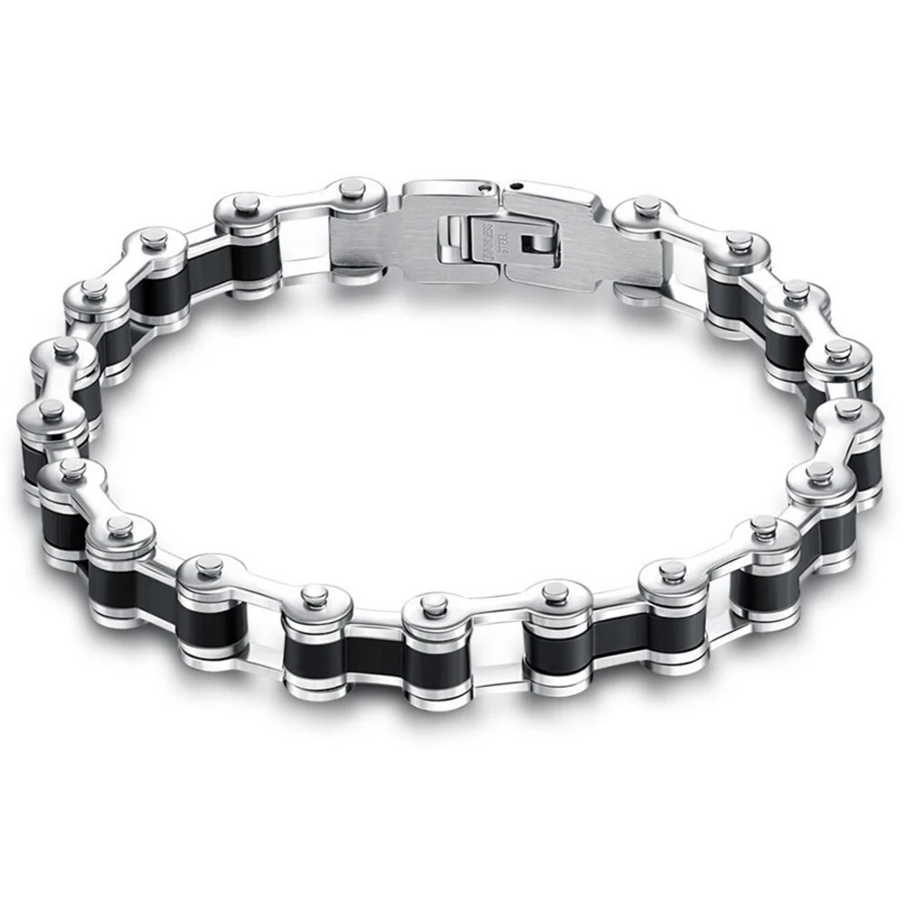 Top Quality Stainless Steel Biker Bracelet  Men\'s Motorcycle Chain Punk Rock Male Bracelet Biker Bicycle Bracelets For Men