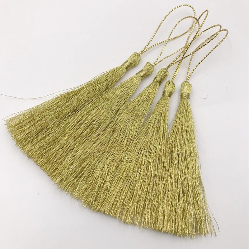 50PCS Gold Silk Silver Silk Tassels Pendant Jewelry Curtain Garments Decorative Accessories Key Bag Pendant Craft Tassels DIY