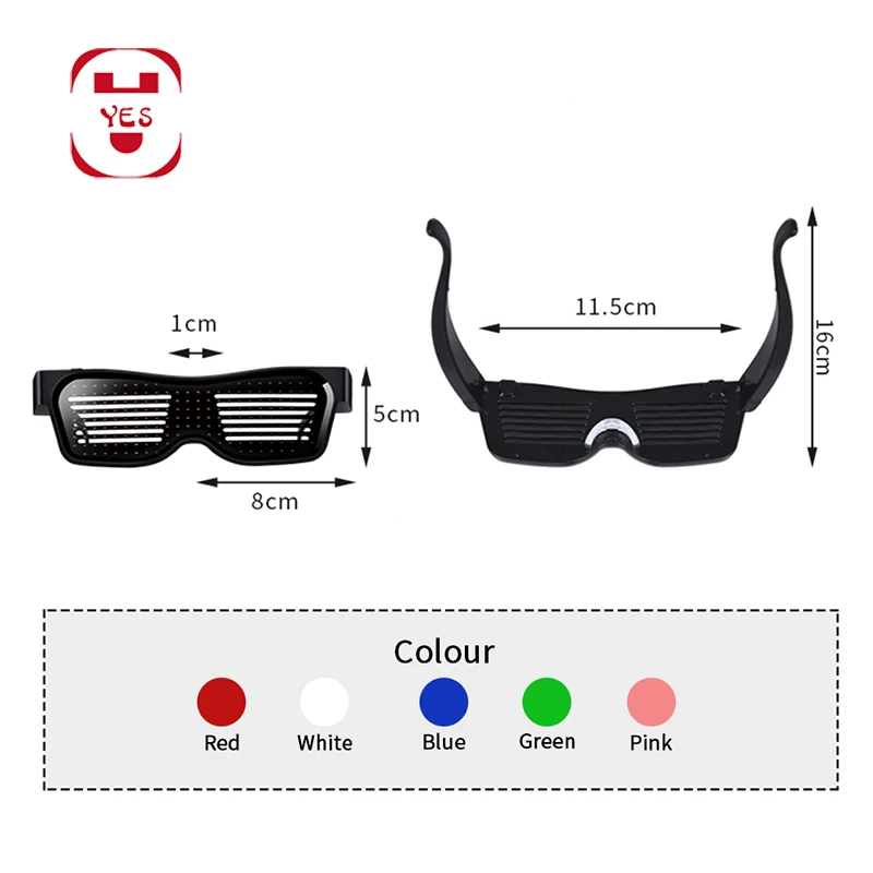 Magic Bluetooth  LED Glasses App Control DIY Multi-lingual Flash LED Luminous Party Glasses USB Charge Concert Sunglasses