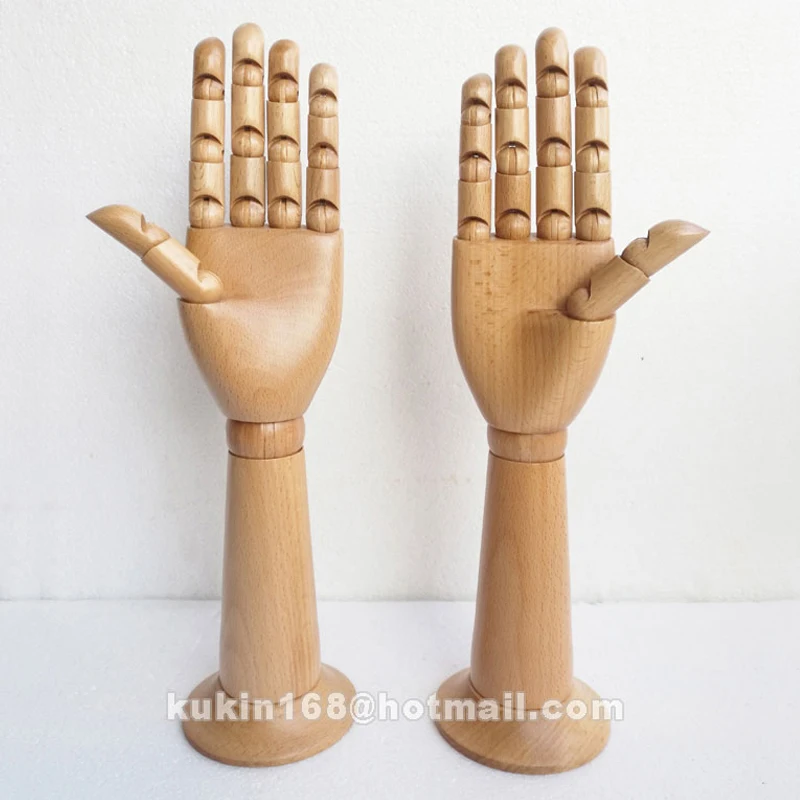 Flexible joints of mannequin wooden hand, Jewelry display hand