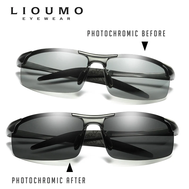 LIOUMO Classic Photochromic Polarized Sunglasses Man All-weather Anti-glare UV400 Driving Glasses Woman oculos de sol feminino