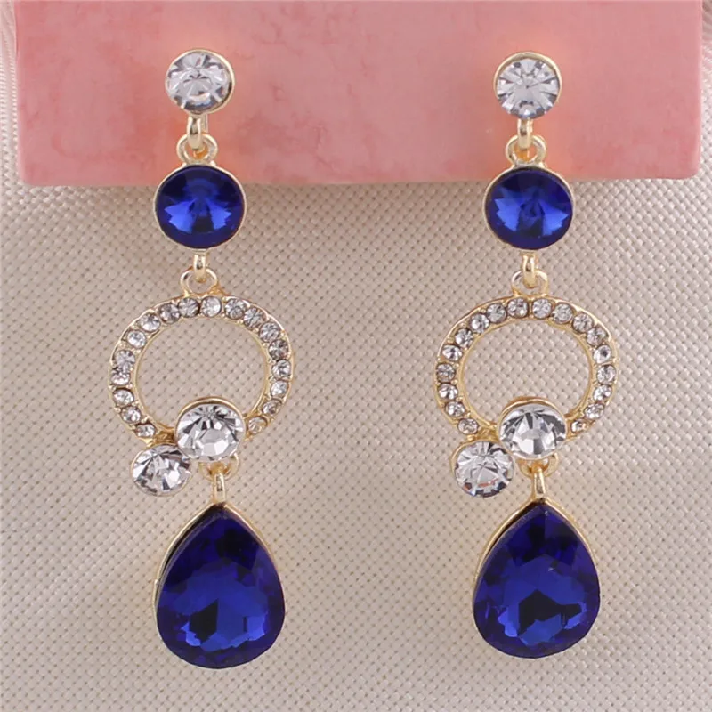 12 Colors Choose Rhinestone Crystal Hollow-out Water Drop Shape Clip on Earrings Without Piercing for Women No Ear Hole Earrings