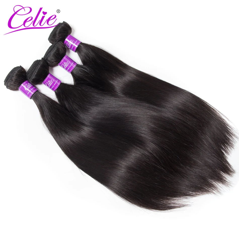 Cellie Hair Peruvian Straight Hair Bundles Deal 4 Pcs/Lot 100% Remy Human Hair Bundles Natural Black Color Peruvian Hair