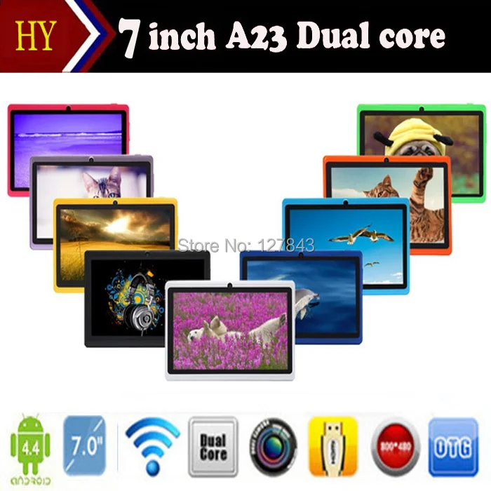 DHL Free shipping 20pcs/lot 7 inch Q88 Allwinner Dual Core A23 android 4.4  512M 8G WIFI Dual Camera OTG Tablet PC