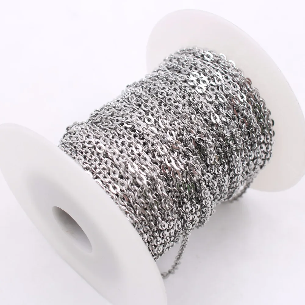 

100meter Stainless Steel Cable Oval CHAIN Jewelry Finding Chain DIY Jewelry 1.5mm/2mm/2.4mm/3mm/4mm/4.5mm