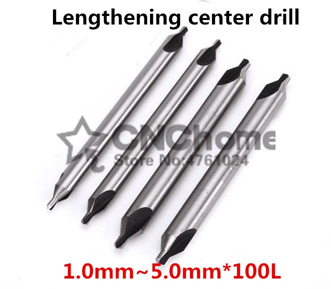 Free shipping 1mm~5mm 5pcs/set 60 degrees High quality HSS Long center drill Pilot drill