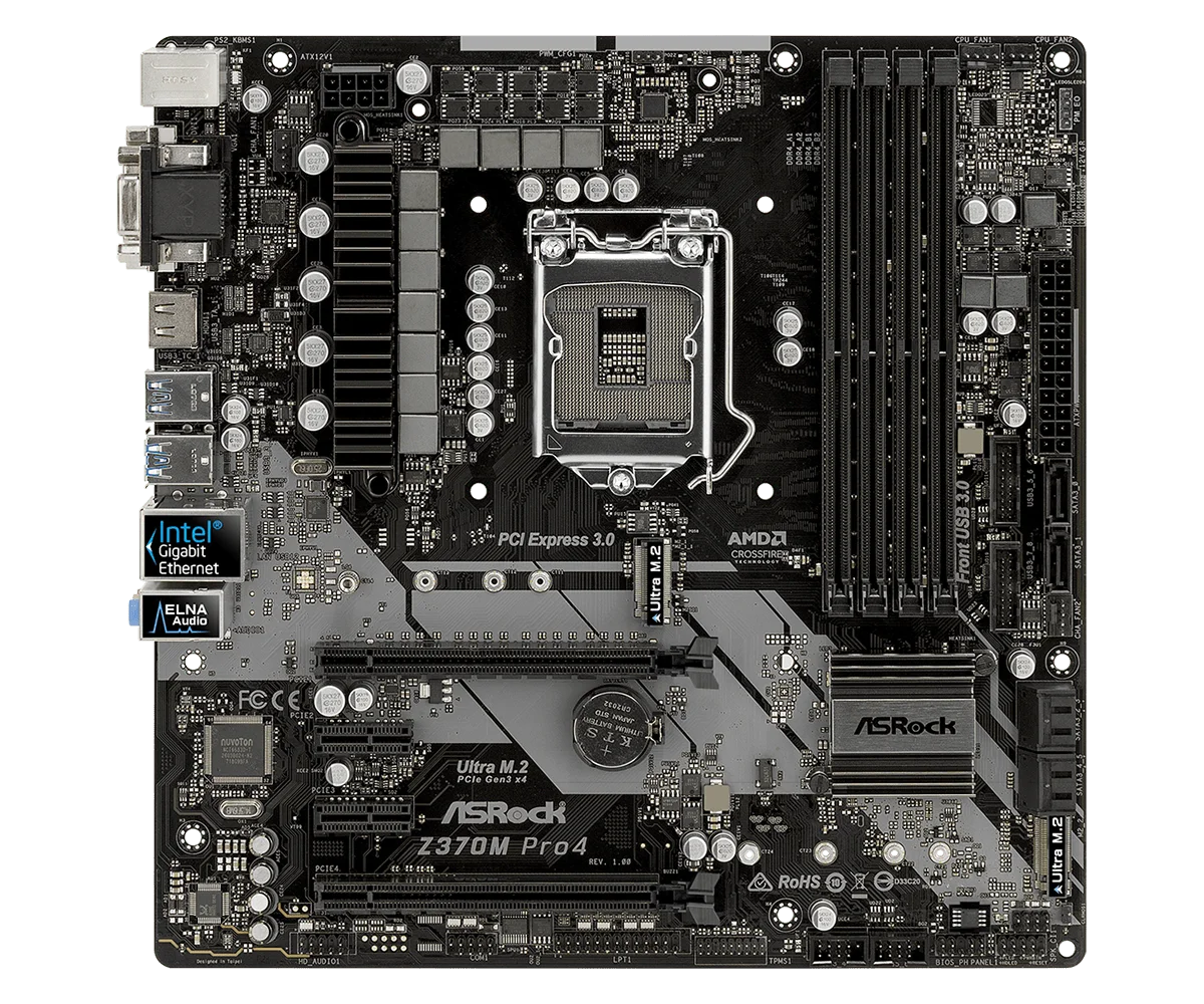 Full new ASROCK Z370M PRO4 Eighth generation motherboard Micro-ATX DDR4 support i7-8100 8600K