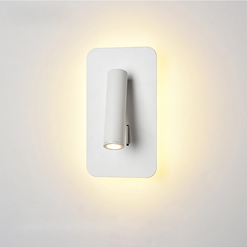 LED Wall Lamp with switch 3W spotligh 6W backlight Nordic free rotation Sconce indoor wall light For Home Bedroom Bedside light