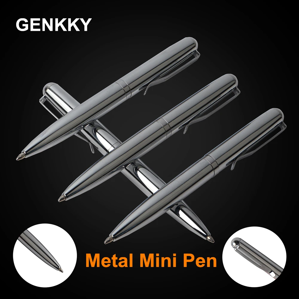 Mini Ballpoint Pen Metal Material Rotating Oily Stainless Steel Portable Metal Mini Pens For School Office Writing Point 0.7mm