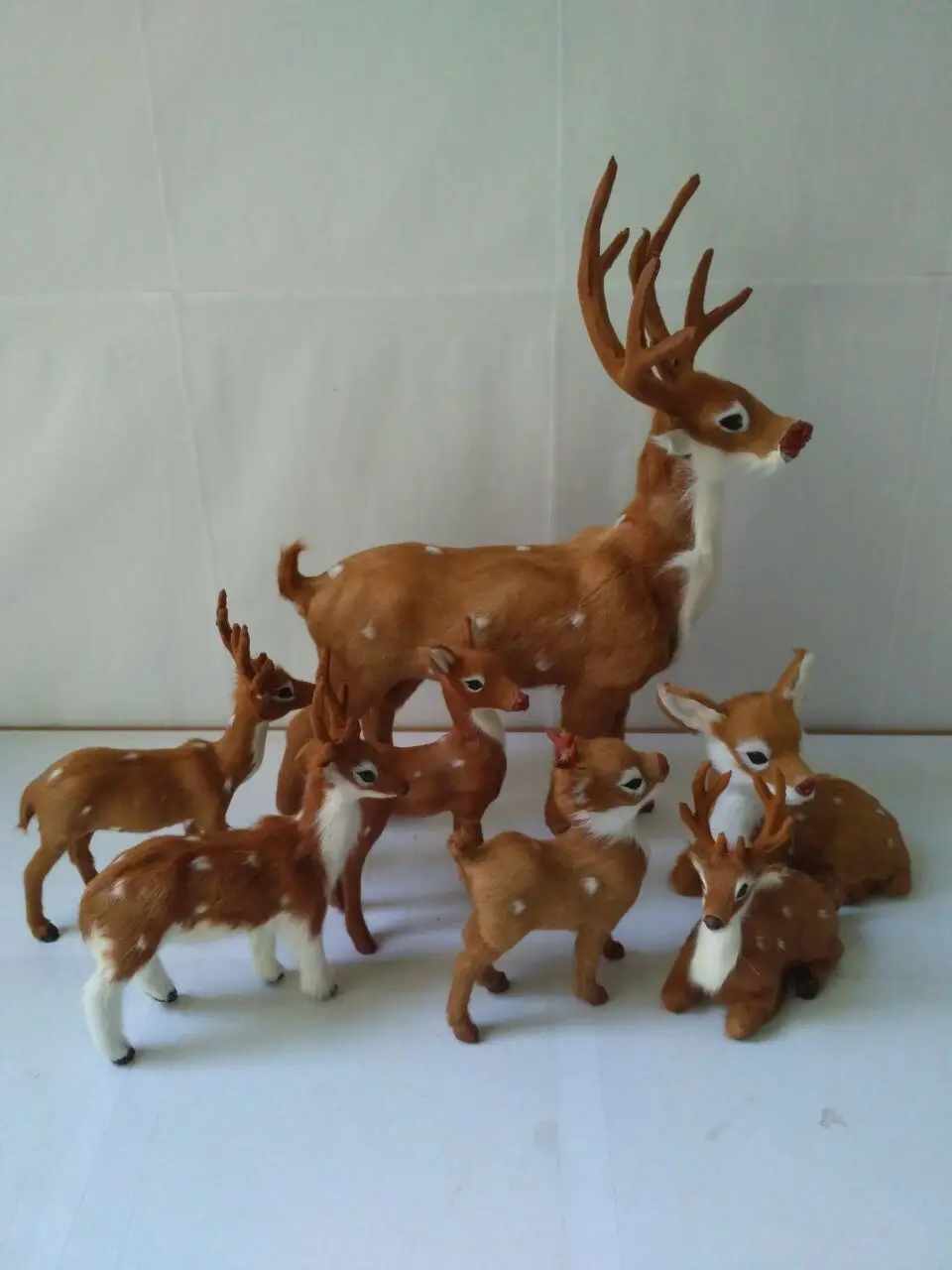 Simulation Sika Deer Family Model Home Decoration Handicraft Prop Real Furs Different Styles Gift Polyethylene