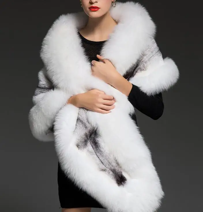 real mink fur cape large V-neck full pelt genuine mink fur Large natural Fox fur trim Women winter warm black red  fur stoleV213