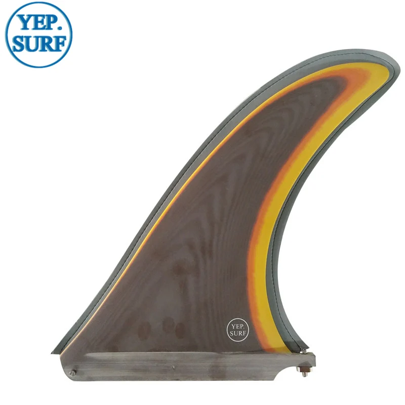 YepSurf Longboard زعانف الألياف الزجاجية طول 11 بوصة زعنفة ركوب الأمواج اللون البني زعنفة ركوب الأمواج 11 بوصة جودة عالية