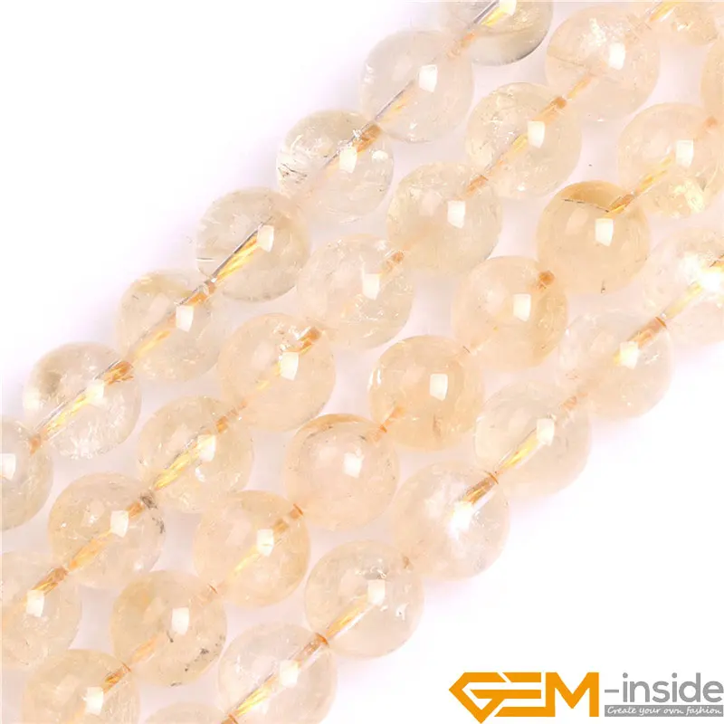 Natural Stone Citrines Round Loose Spacer Accessorries Beads For Jewelry Making Strand 15 Inch DIY Fashion Beads For Women Gifts