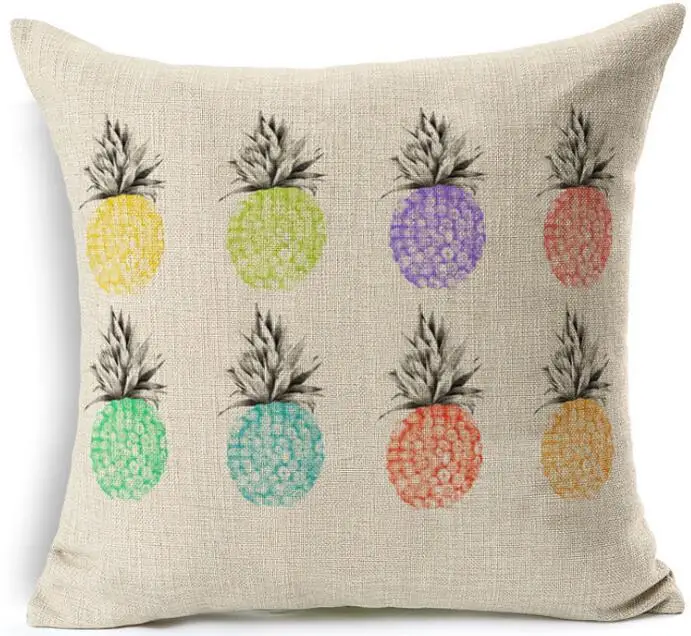 Pineapple Cushion Cover Ananas Printed Linen Pillow Cover Home Decoration Car Sofa Decorative Pillowcase Almofadas 45x45cm