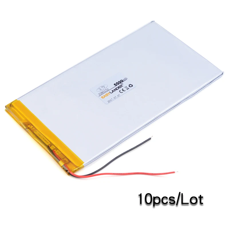 10pcs/Lot 3380150 3.7V 5500mAh Rechargeable Li-Polymer Li-ion Battery For power bank DVD Bluetooth Notebook Tablet PC 3080150