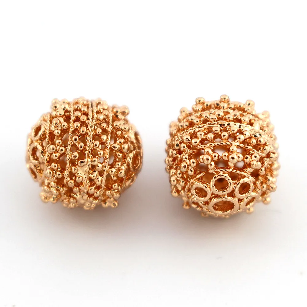 Quality Gold Color Metal Spacer Bracelet Beads Round Beads Filigree Connectors Beading Findings DIY African Jewelry Making