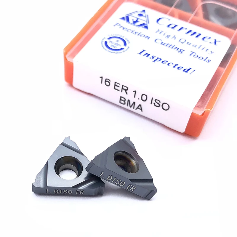 Insert 100% Original 16IR 1.0 ISO 1.5 ISO 2.0 ISO BMA Thread Turning Tool Tungsten Carbide Inserts Threading Lathe Cutter Tool