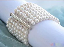 

Women Gift 8row 7-8mm WHITE ROUND FRESHWATER PEARL BRACELET MAGNET 7.5-8" Wedding Girl jewelry