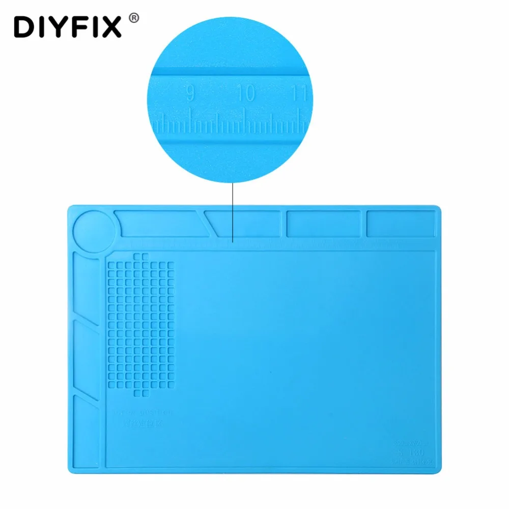 DIYFIX 35x25cm Heat Insulation Silicone Pad Electrical BGA Soldering Repair Station Maintenance Platform with Screw Location Mat