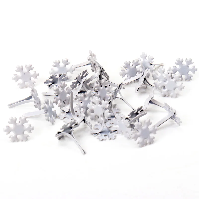 White Sonwflake Brads Scrapbooking Embellishment Fastener Brads Metal Crafts For shoes Decoration 50PCs 12x14mm CP1568-FD