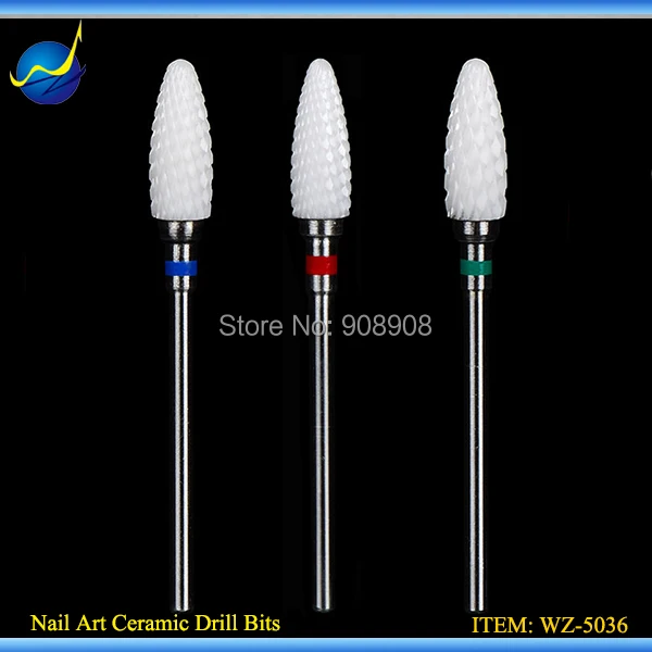 Free Shipping Ceramic Nail Drill Bit Files Flame Grit For Nail Art Salon Tools Manicure White Zirconia Ceramic Dental Lab Burs