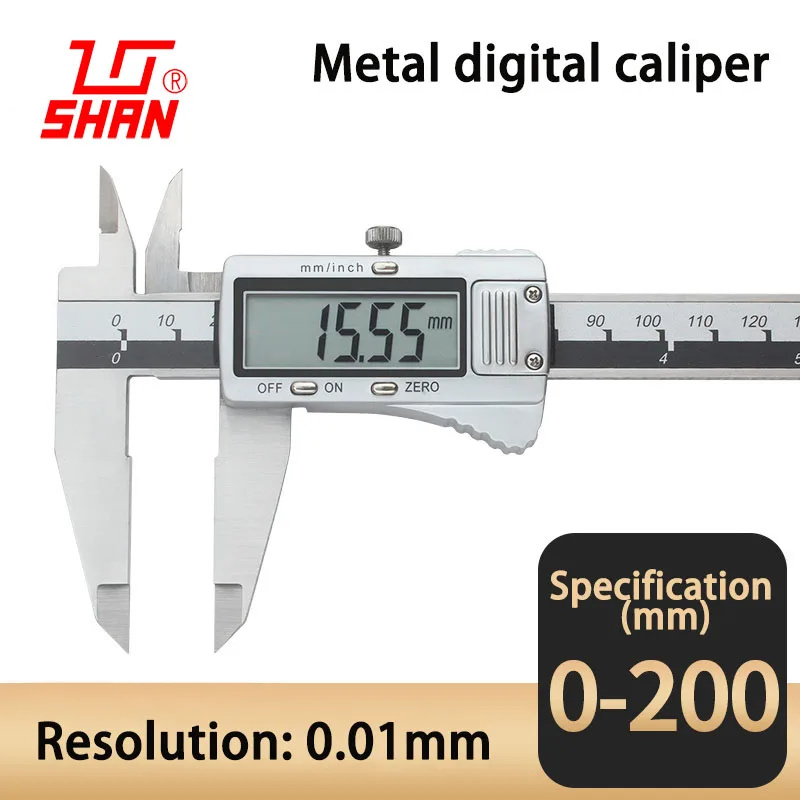 Imagem -02 - Compasso Vernier Digital Lcd Grande Ferramenta de Medição Eletrônica Metal de Alta Precisão Aço Inoxidável 0200 mm 0.01 mm