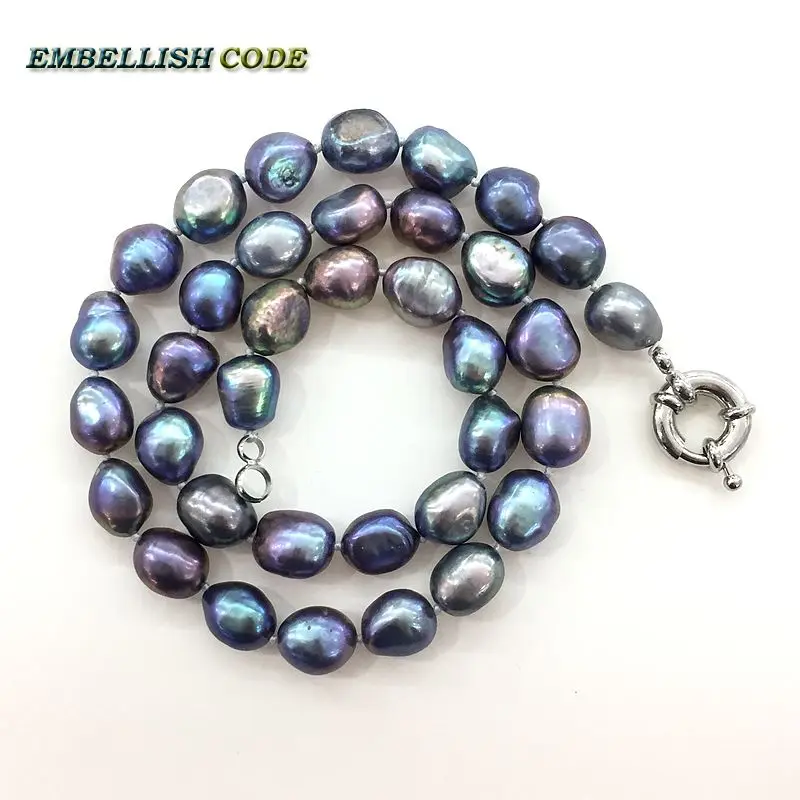 selling well small baroque Irregular pearls real natural freshwater pearl necklace earring set Peacock blue Colourful girl women