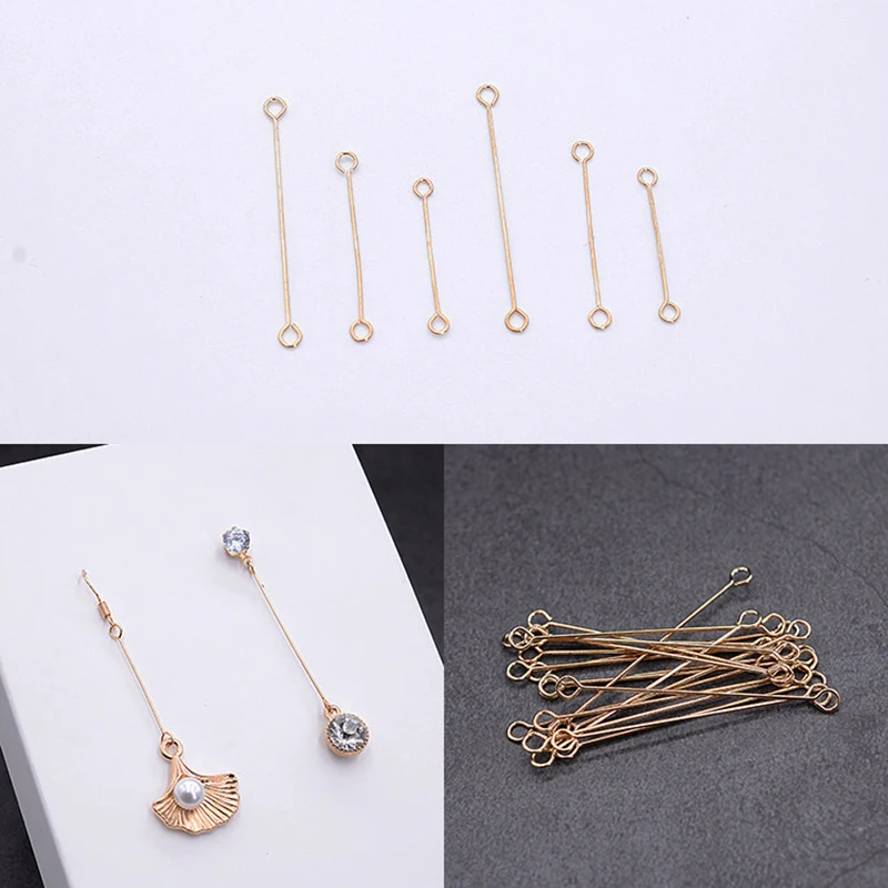 30Pcs/Bag Double Circle Cylinder Bar Earrings Connect Rod Metal Earrings Findings Ear Clip Ear Hook DIY Ear Jewelry Accessories