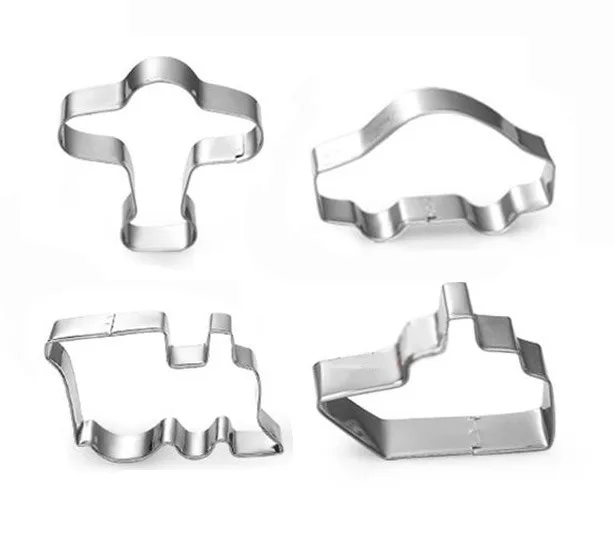 

Transport 4pcs/set Cookies Cutters Metal Airplane Car Train Ship Cuttter Biscuit Mold Boy Love H249