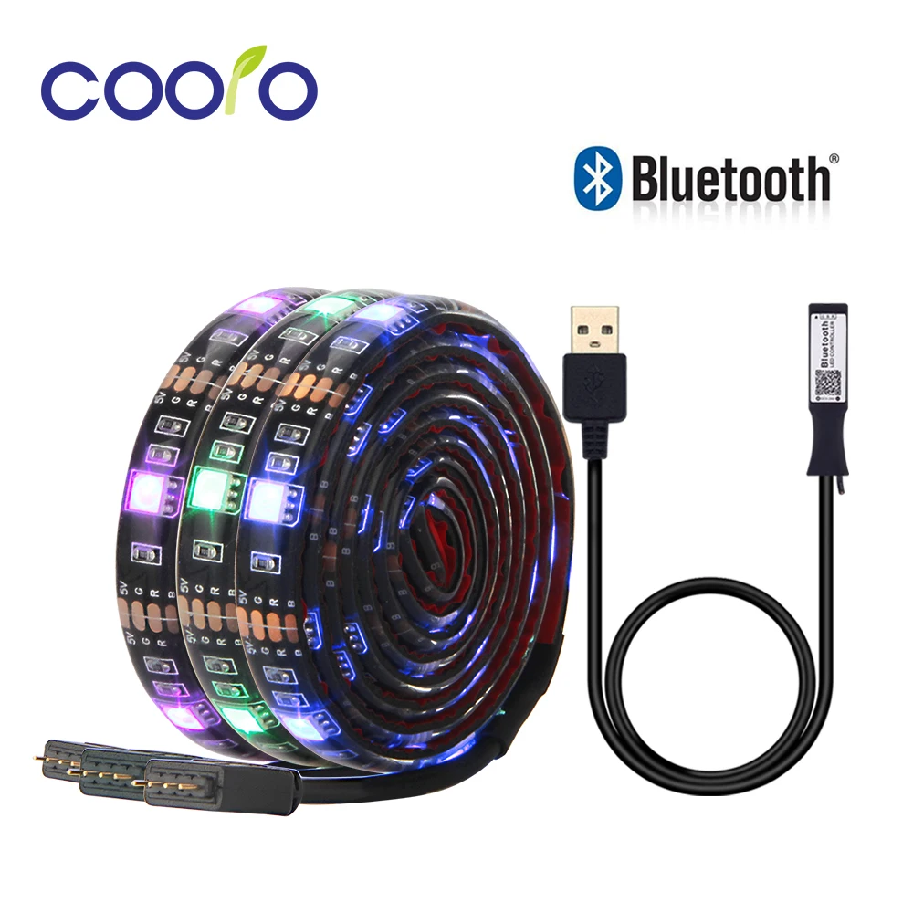 

Светодиодная лента 5050 RGB для подсветки телевизора с USB, 30 светодиодов/м, управление через приложение по Bluetooth, 50 см/1 м/2 м, 5 В