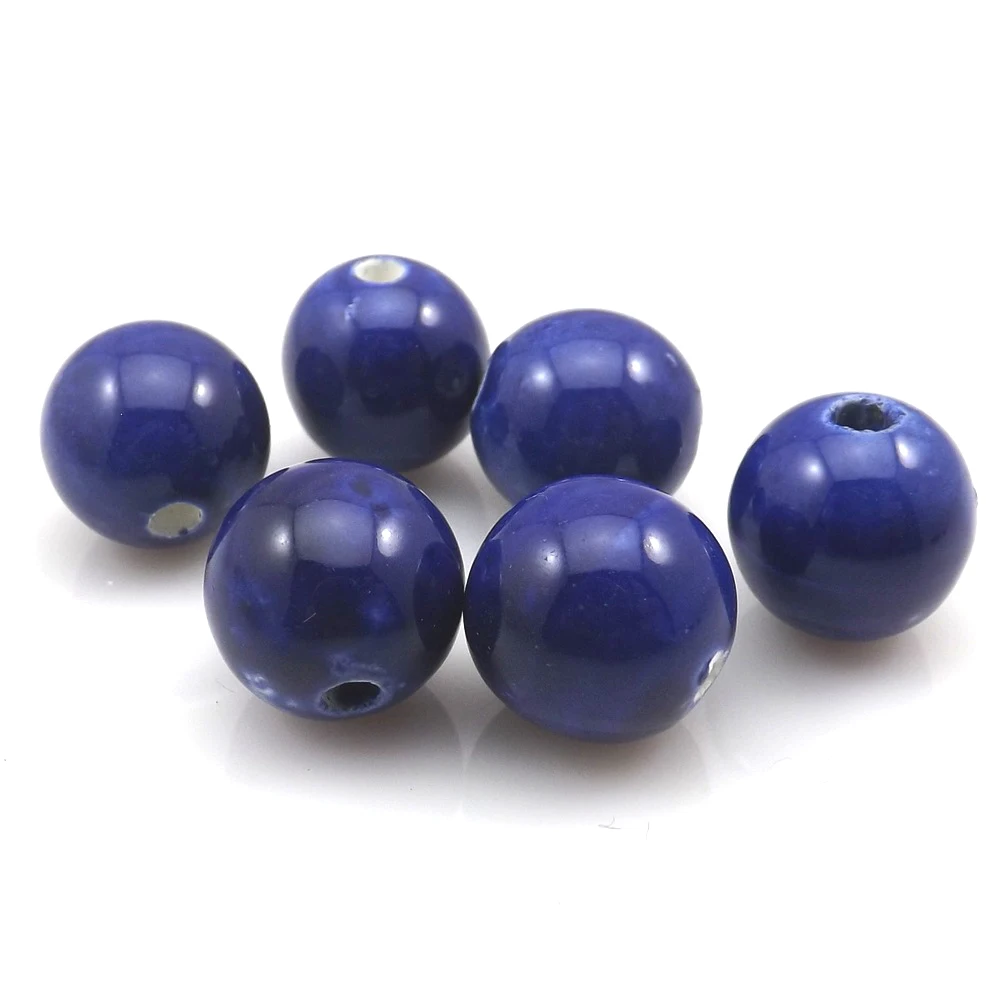 

Fashion 14mm Dark Blue Round Ceramic DIY Loose Beads (100pcs/Lot) Free Shipping