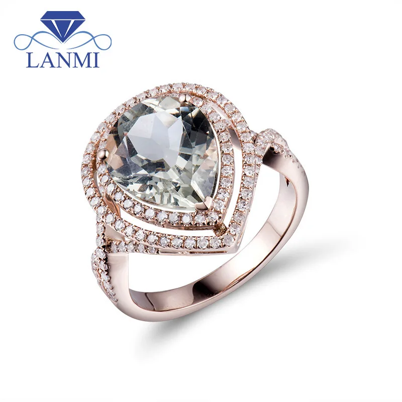 

LANMI Pear Shaped 9.5x12mm 14K Rose Gold Amethyst Woman's Rings for Engagement SR0007