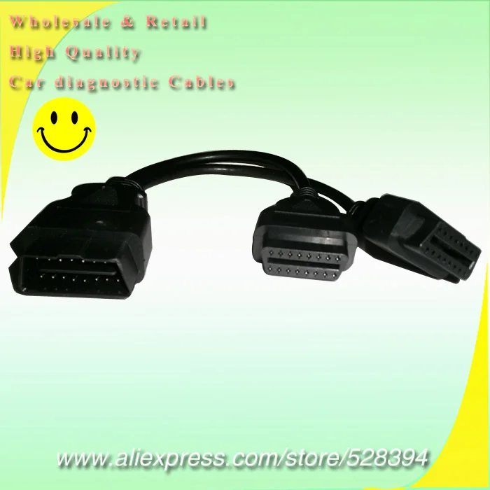 15% Off 30CM OBD2 16 Pin Cable Extension Splitter Male to Dual Female Y OBD 16Pin Cable 1-2 OBD Connector adapter