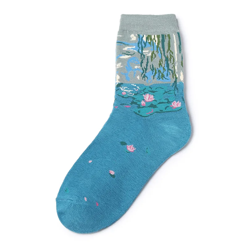 New Women Cotton Socks Oil Painting Art Socks Harajuku Fashion Funny Socks