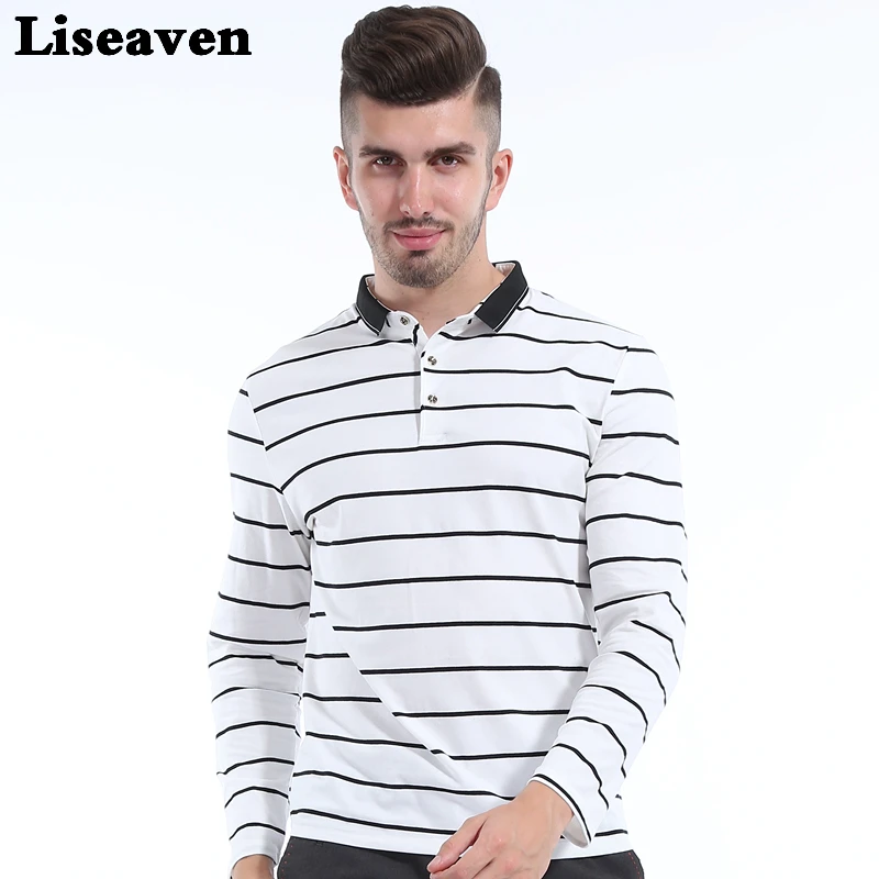 Liseaven Men Polo Shirt White Polos Mens Striped Polo Shirts Brand poloshirt Slim Fit Men's Clothing