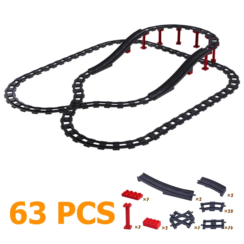 Train Track Sets Big Building Block Vehicle Accessories DIY Assembly Railway Children Interactive Toys Compatible Big Size Brick